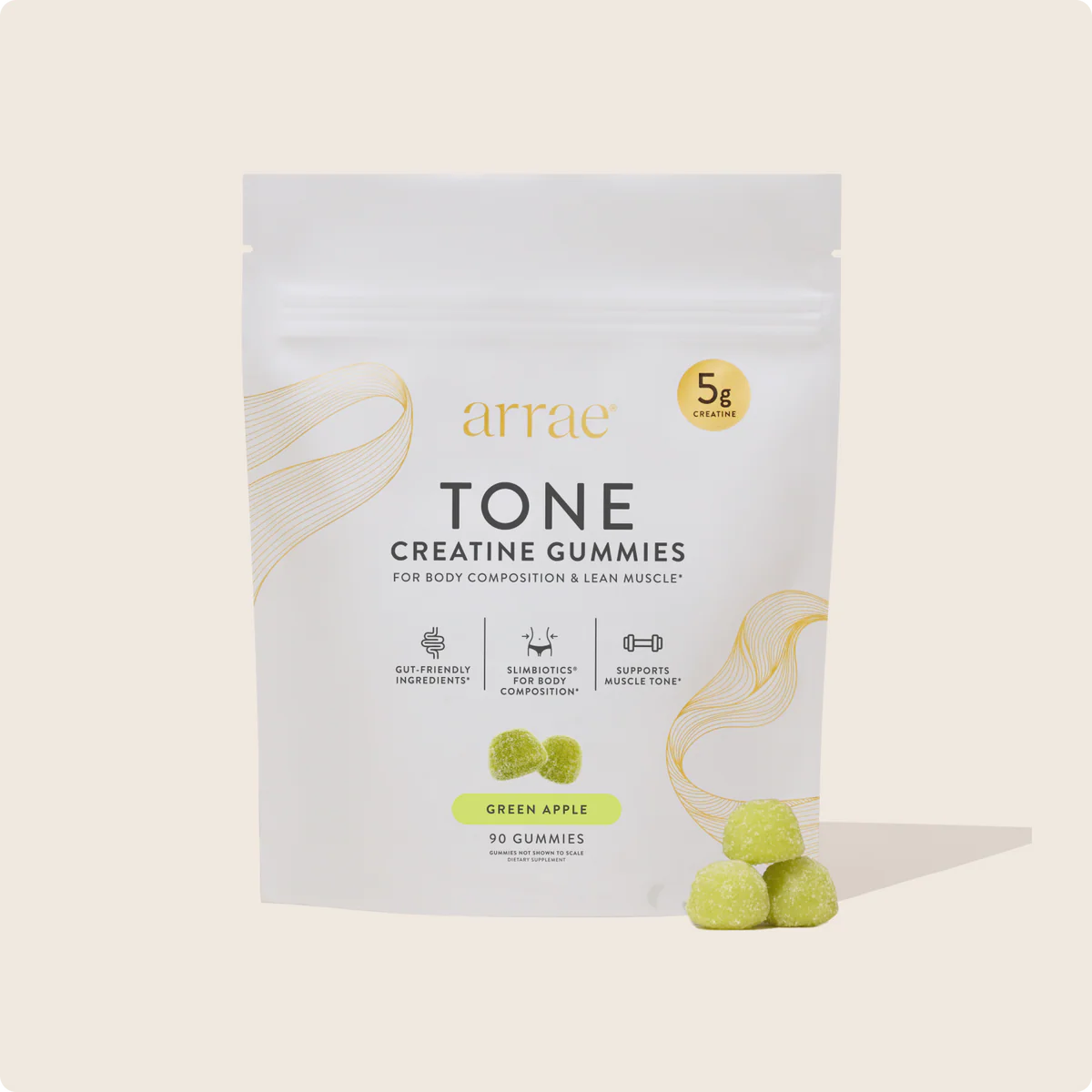 ARRAE Tone Creatine Gummy Green Apple Pouch